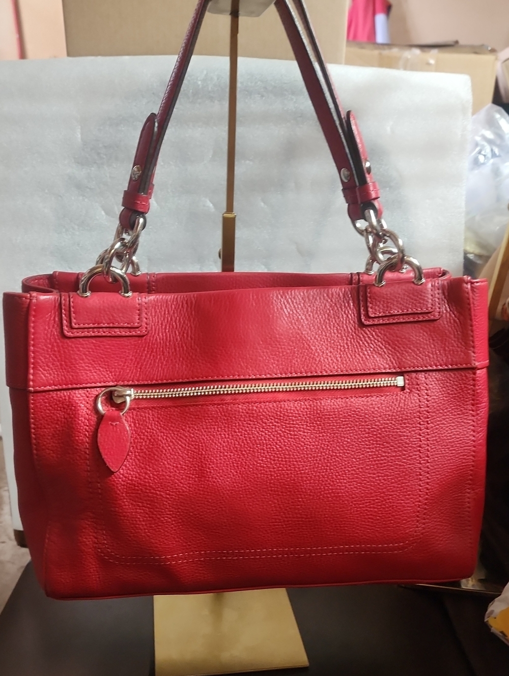 Coach 2011 Red Leather 2 Section ShoulderTote 2 Hang Tags Euc - Picture 6 of 15